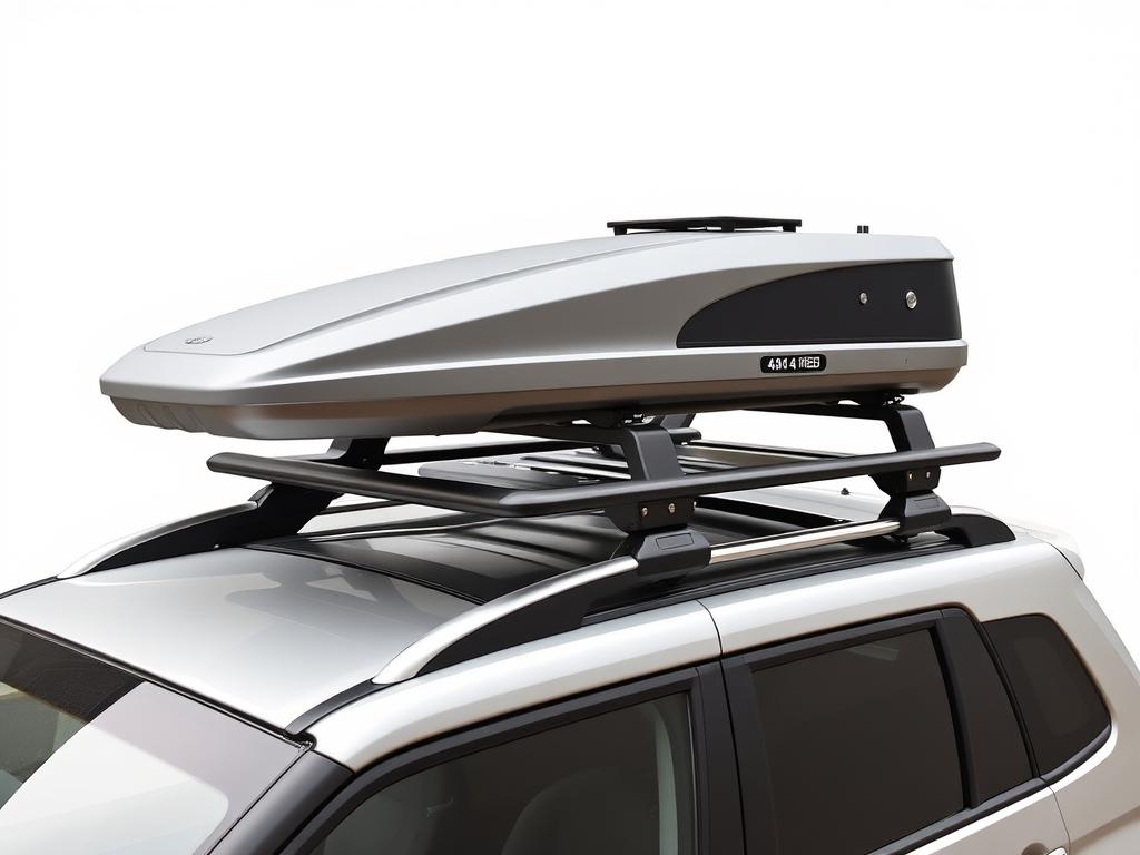 Aerodynamic roof-top storage box mounted on 4x4 roof racks