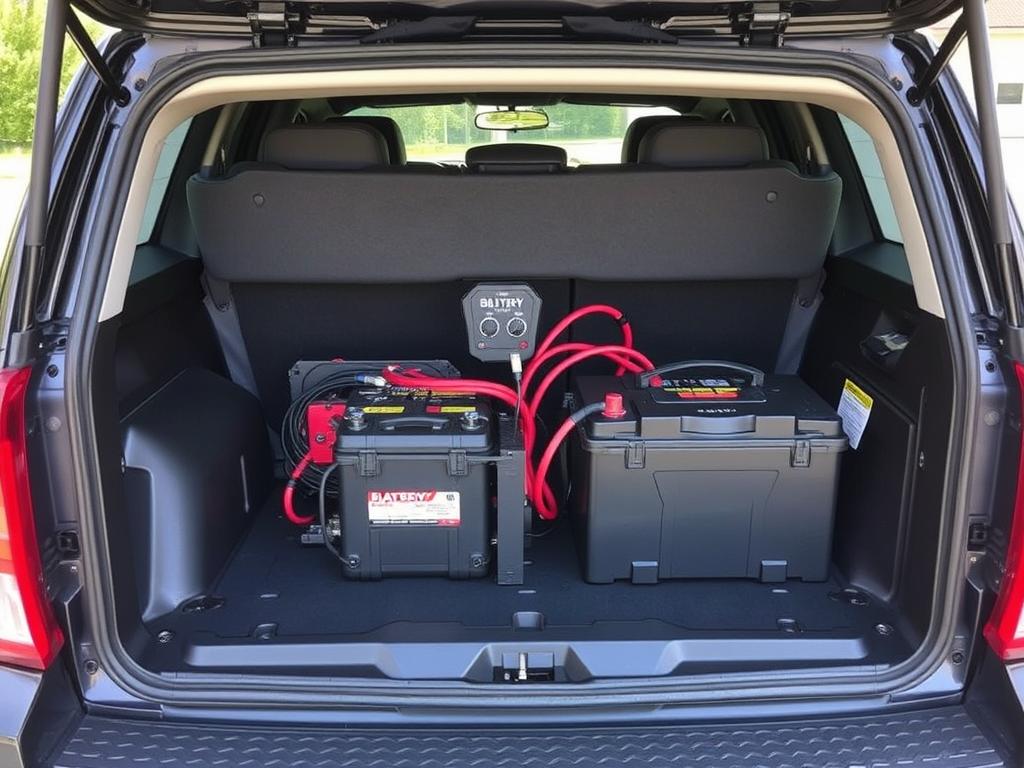 Dual battery system installed in a 4WD engine bay Dual battery system installed in a 4WD engine bay