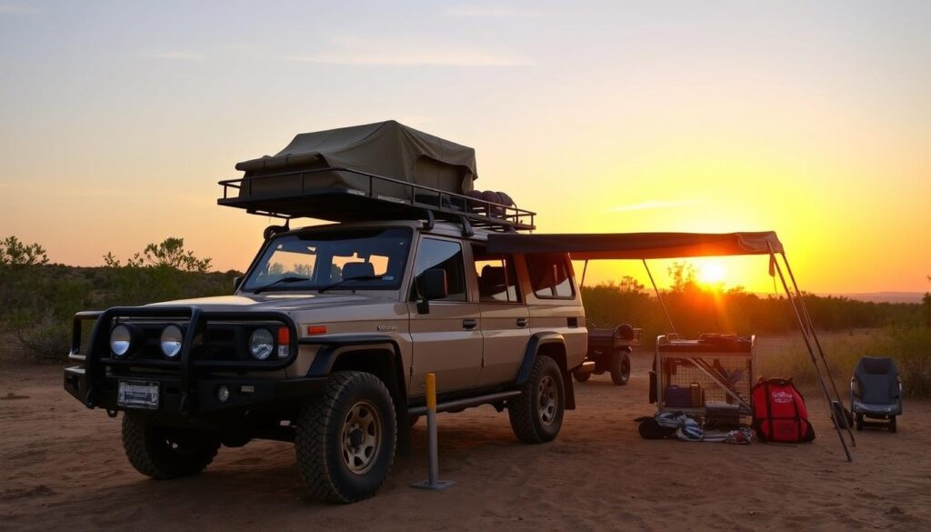 Fully equipped 4x4 vehicle prepared for an off-road expedition with all accessories properly installed