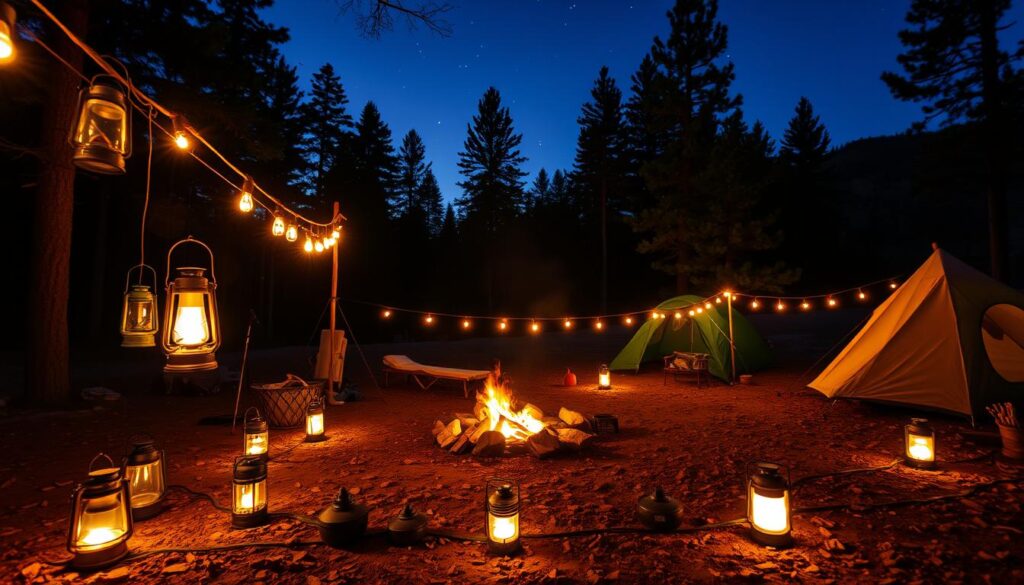 camping lights setup